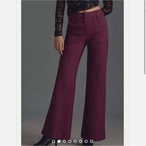 Women's Burgundy Wide-Leg Pants